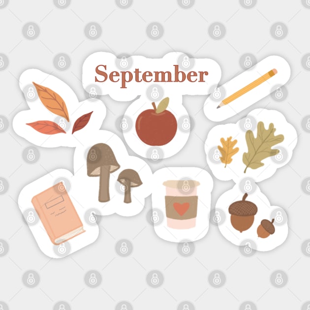 Cute September Essential Doodles Sticker by JuneNostalgia